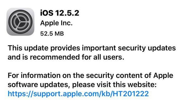 老城镇苹果手机维修分享iOS12.5.2发布，建议所有老苹果用户安装 